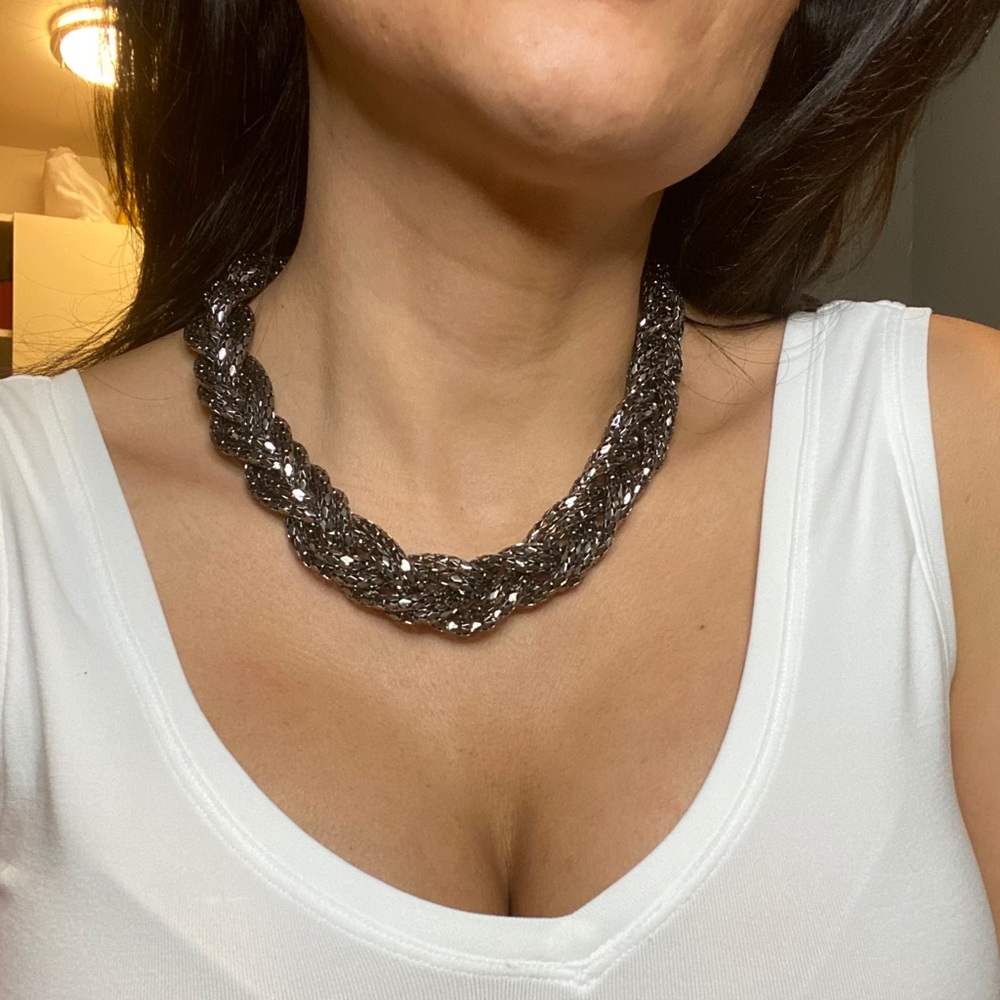 Silver woven necklace